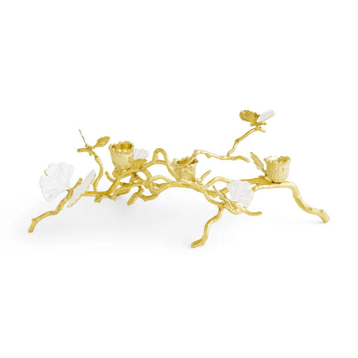 Michael Aram candle holder Butterfly Ginkgo Gold Low Candleholders