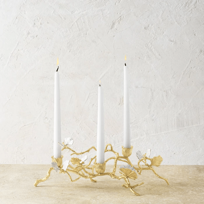 Michael Aram candle holder Butterfly Ginkgo Gold Low Candleholders