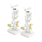 Michael Aram Candle Holders Pomegranate Silver & Gold Candleholders S/2