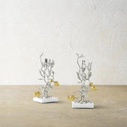 Michael Aram Candle Holders Pomegranate Silver & Gold Candleholders S/2