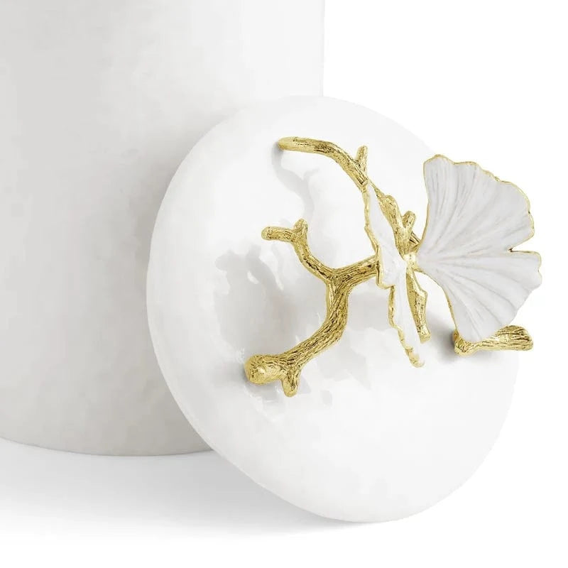 Michael Aram Canister Butterfly Ginkgo Gold Porcelain Canister - Medium