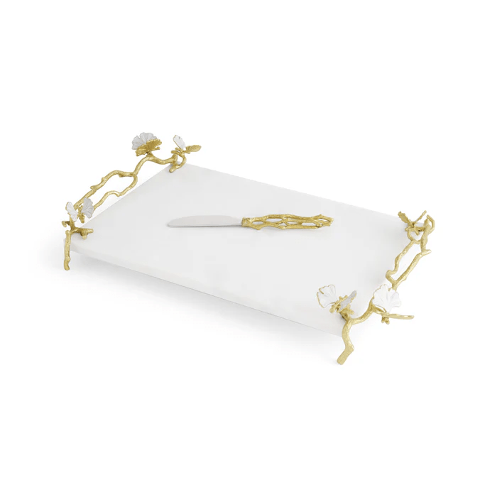 Michael Aram Cheese Board Butterfly Ginkgo Gold Cheeseboard with Spreader