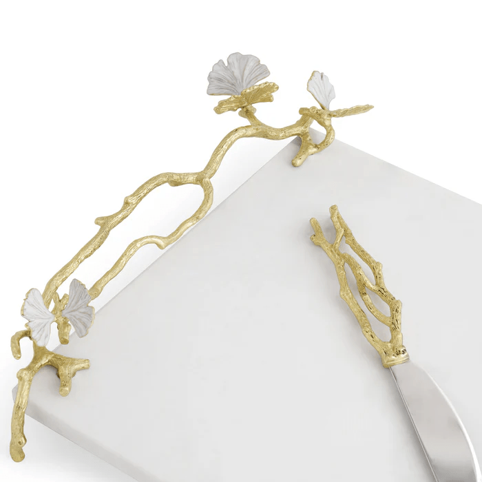Michael Aram Cheese Board Butterfly Ginkgo Gold Cheeseboard with Spreader