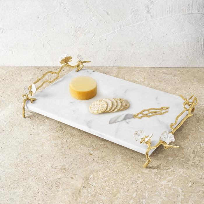 Michael Aram Cheese Board Butterfly Ginkgo Gold Cheeseboard with Spreader
