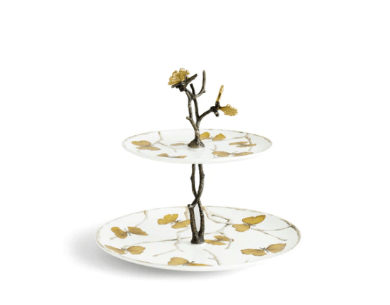 Michael Aram Etagere Michael Aram Butterfly Ginkgo 2-Tier Porcelain Etagere