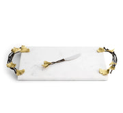 Michael Aram Golden Ginkgo Large Cheese Board w/ Knife