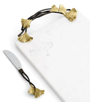 Michael Aram Golden Ginkgo Large Cheese Board w/ Knife
