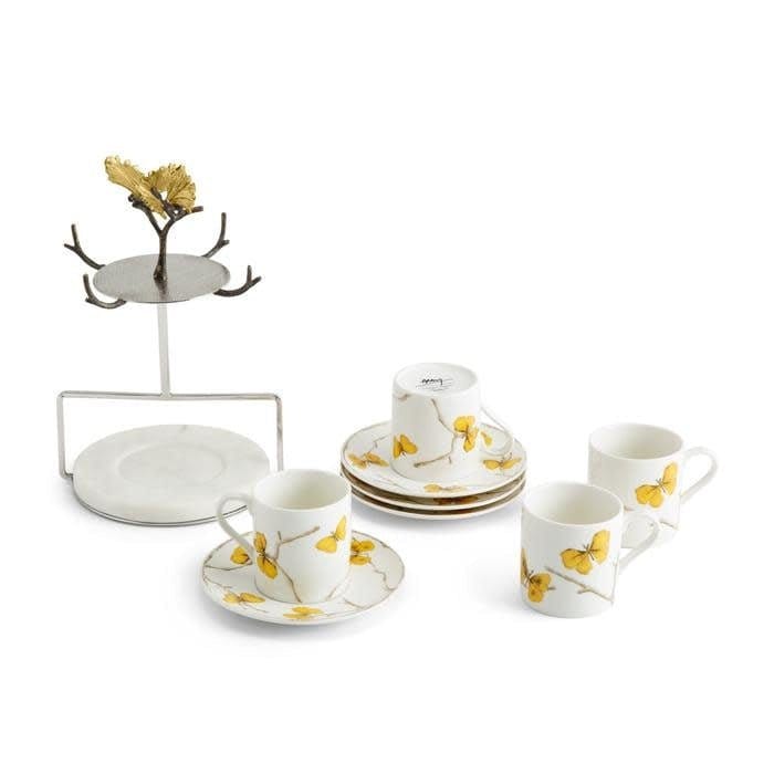 Michael Aram Mugs Michael Aram Butterfly Ginkgo Gold Demitasse Set with Stand