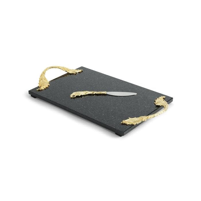 Michael Aram Plume Gold Cheeseboard with Knife