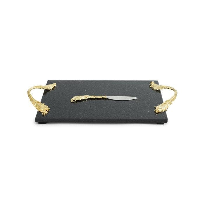Michael Aram Plume Gold Cheeseboard with Knife