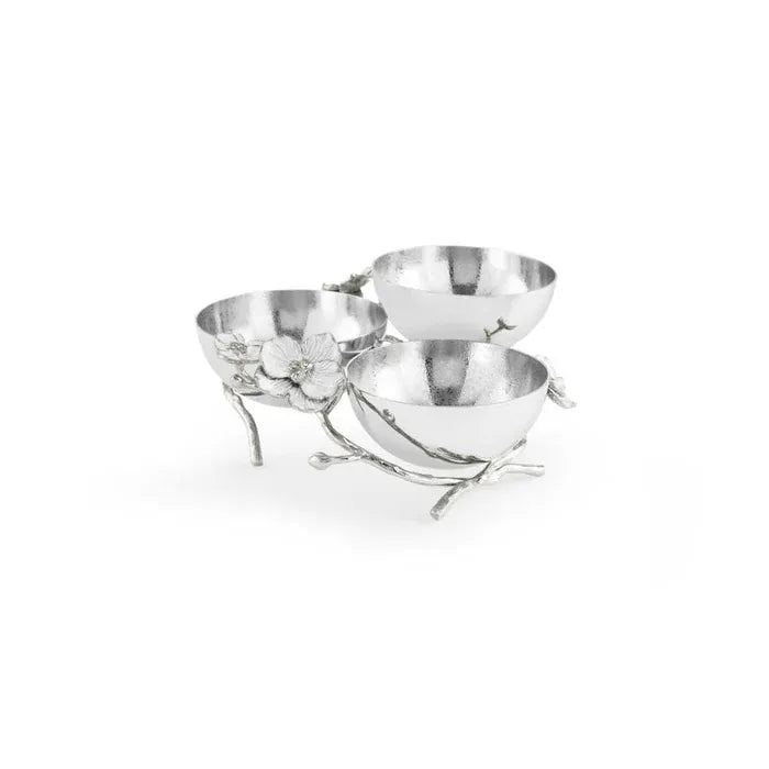 Michael Aram Serving Accessories Michael Aram Silver Orchid Triple Bowl