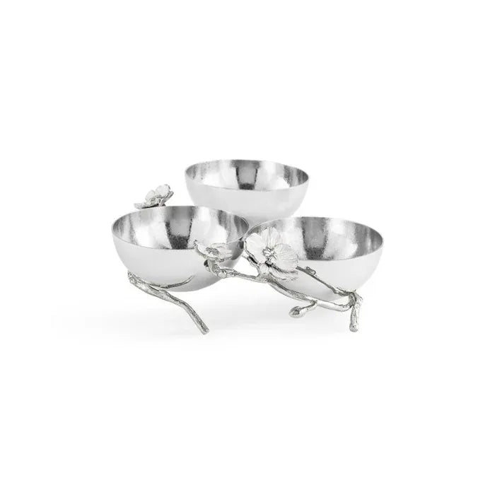 Michael Aram Serving Accessories Michael Aram Silver Orchid Triple Bowl