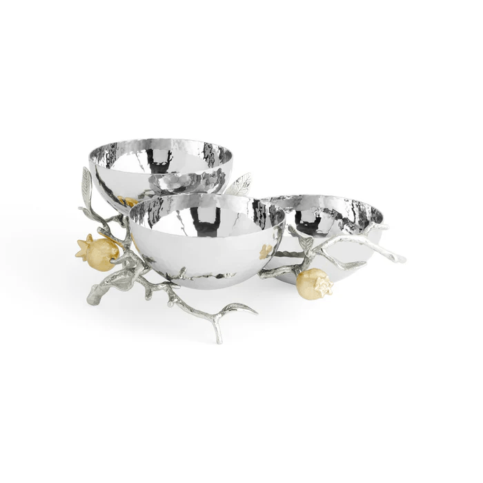 Michael Aram Serving Accessories Pomegranate Silver & Gold Triple Bowl