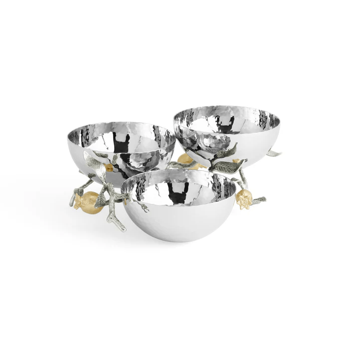 Michael Aram Serving Accessories Pomegranate Silver & Gold Triple Bowl