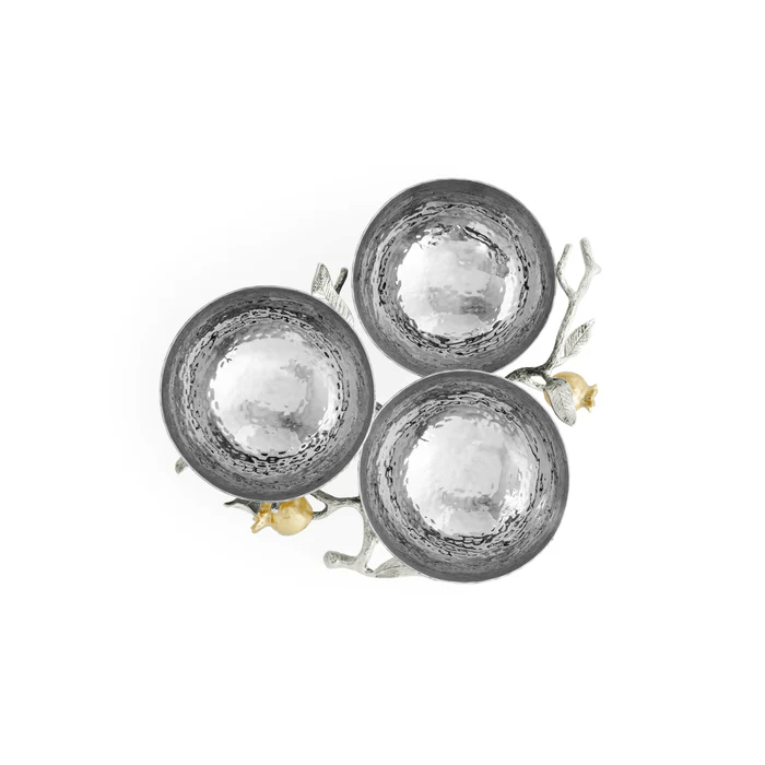 Michael Aram Serving Accessories Pomegranate Silver & Gold Triple Bowl