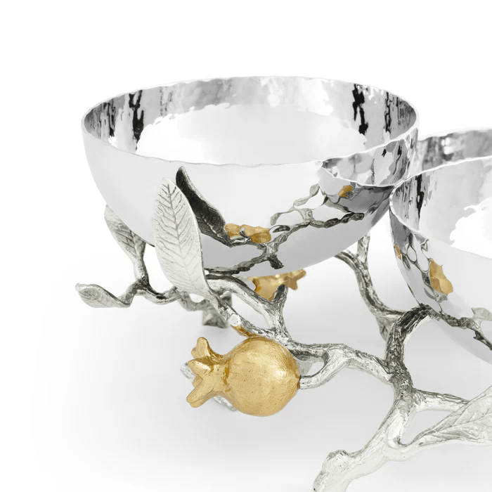 Michael Aram Serving Accessories Pomegranate Silver & Gold Triple Bowl