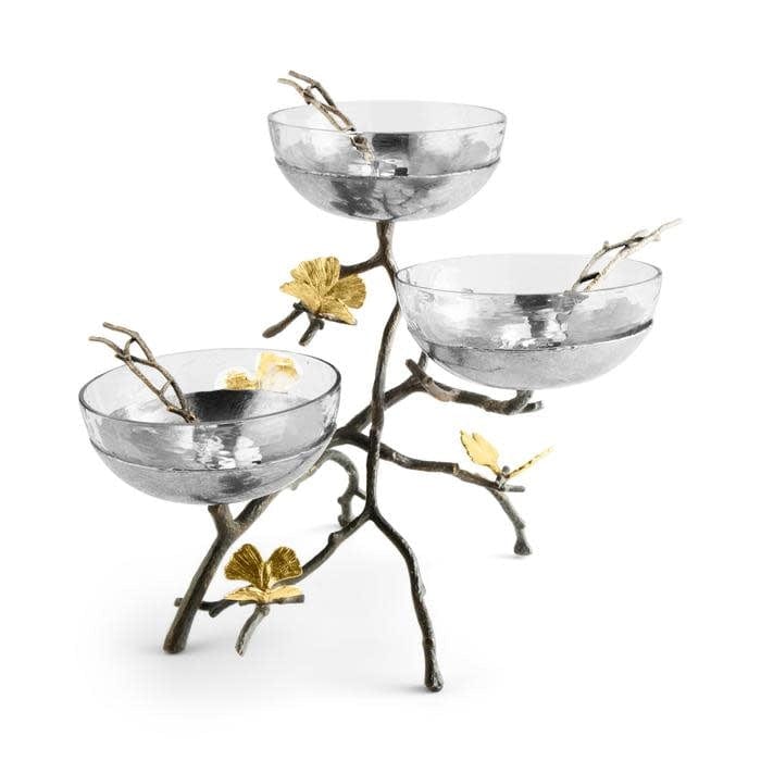 Michael Aram Serving Bowl Michael Aram Butterfly Ginkgo Triple Bowl Set w/ Spoons