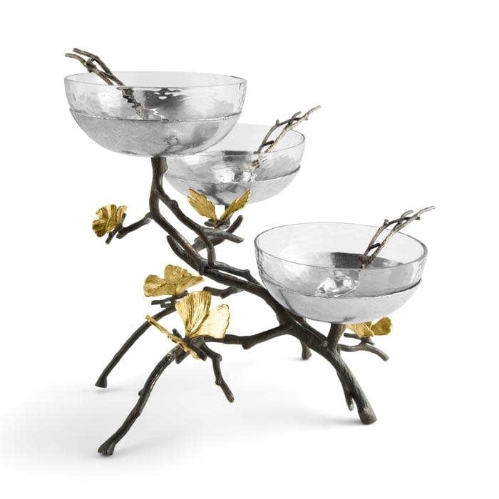 Michael Aram Serving Bowl Michael Aram Butterfly Ginkgo Triple Bowl Set w/ Spoons