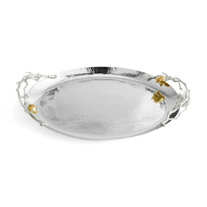 Michael Aram Serving Tray Pomegranate Silver & Gold Oval Tray