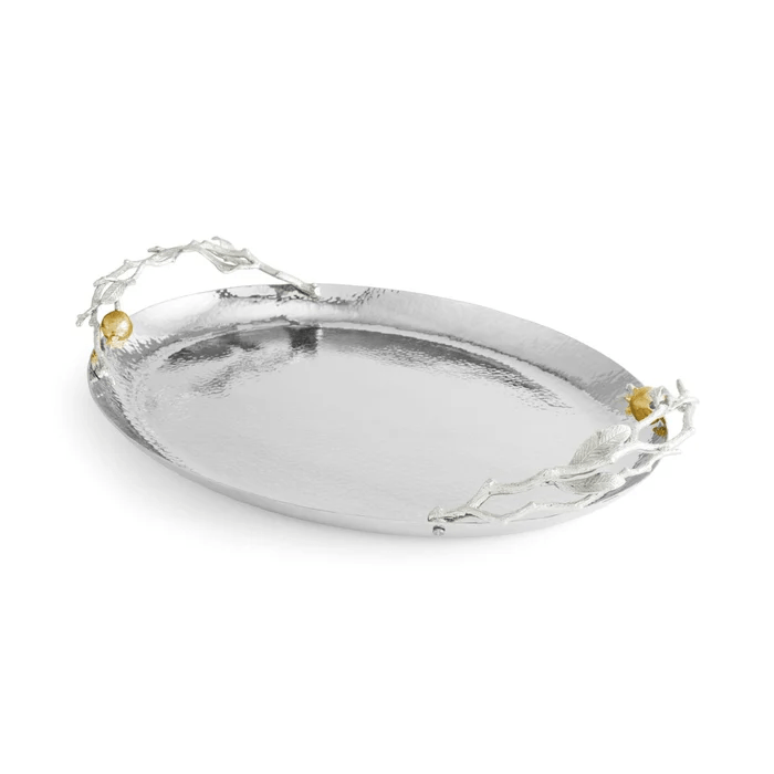 Michael Aram Serving Tray Pomegranate Silver & Gold Oval Tray