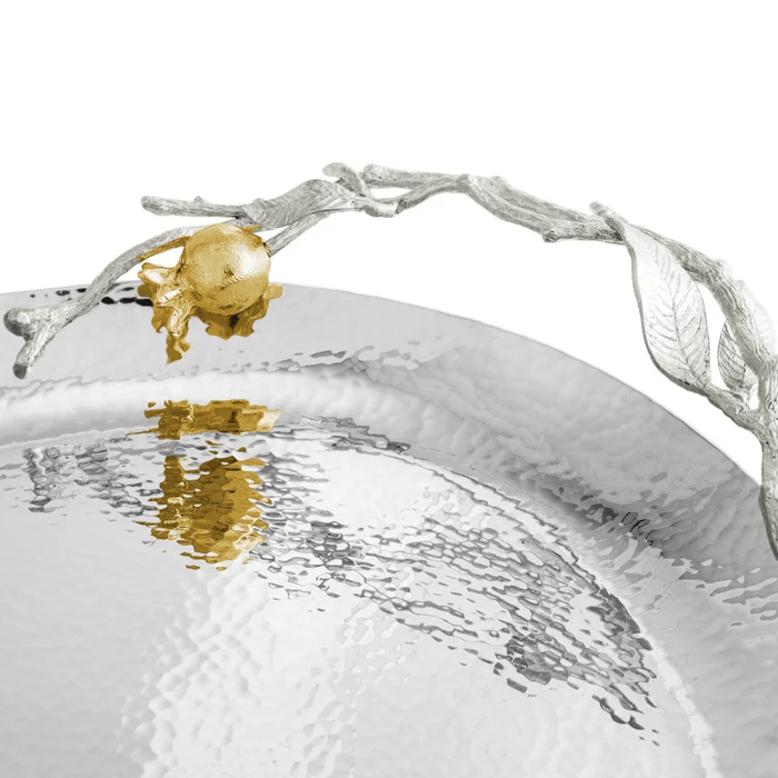 Michael Aram Serving Tray Pomegranate Silver & Gold Oval Tray