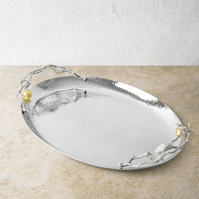 Michael Aram Serving Tray Pomegranate Silver & Gold Oval Tray
