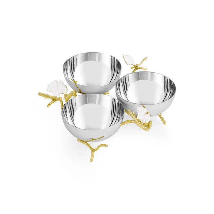 Michael Aram Tableware Butterfly Gingko Gold Triple Bowl