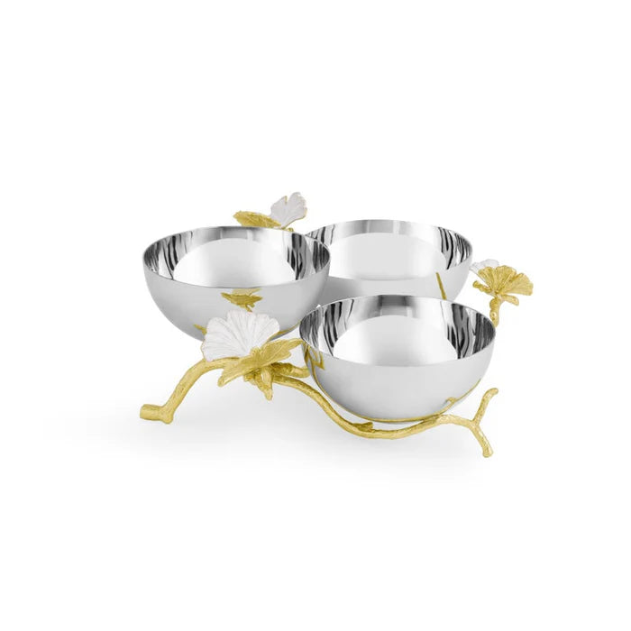 Michael Aram Tableware Butterfly Gingko Gold Triple Bowl