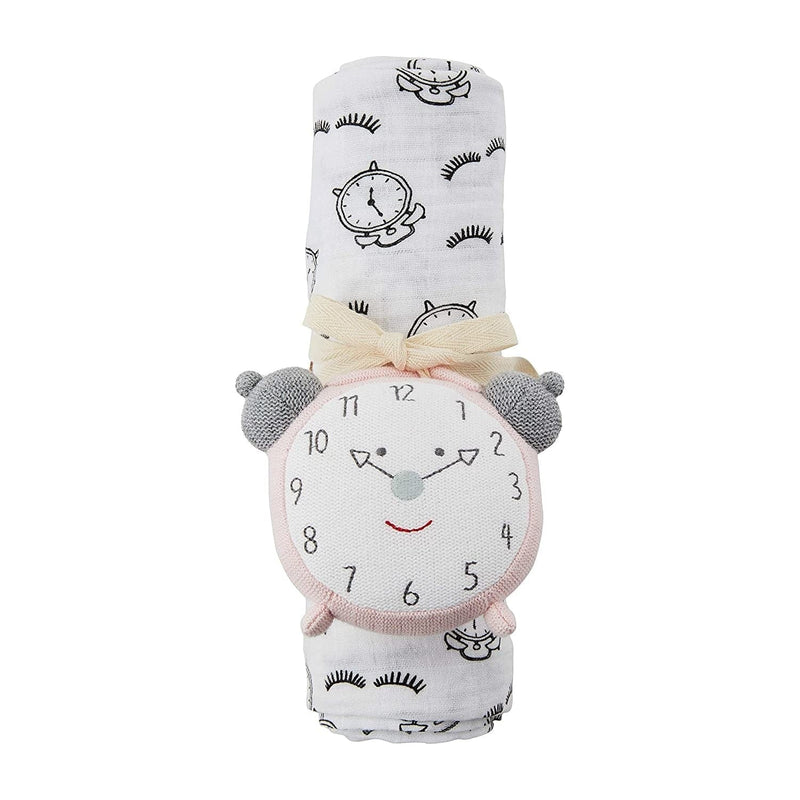 Mud Pie Baby ALARM CLOCK SWADDLE AND RATTLE