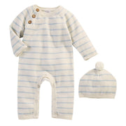 Mud Pie Baby Blue Ivory Knitted Gift Set