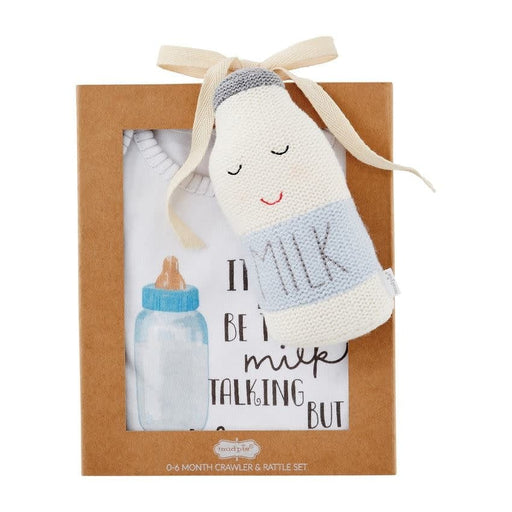 Mud Pie Baby BLUE MILK KNIT RATTLE GIFT SET