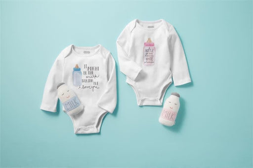 Mud Pie Baby BLUE MILK KNIT RATTLE GIFT SET