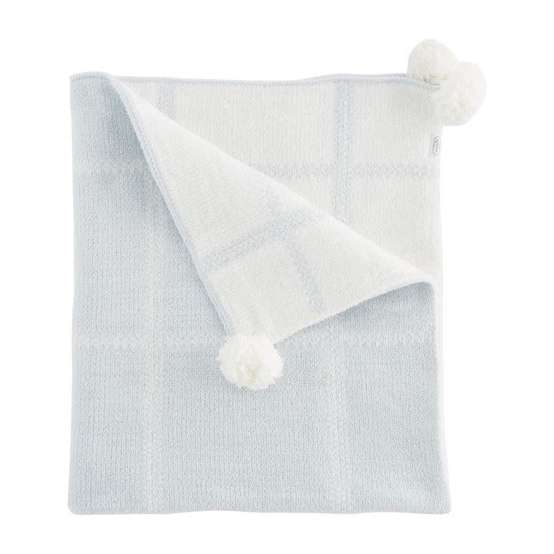 Mud Pie Baby Blue Plaid Chenille Blanket
