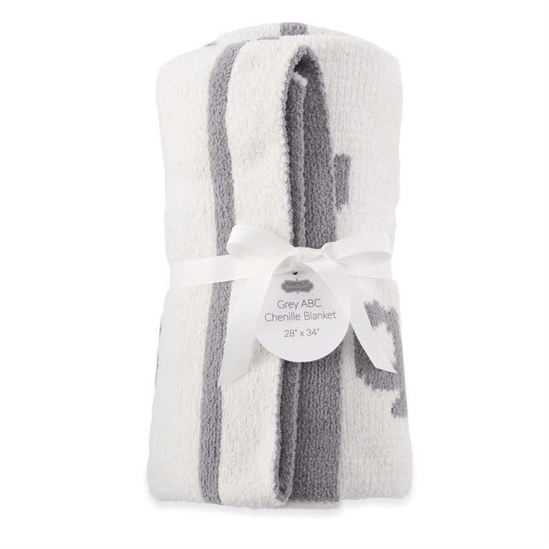 Mud Pie Baby GREY ABC CHENILLE BLANKET
