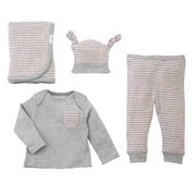 Mud Pie Baby Grey Pink 4 Piece Gift Set