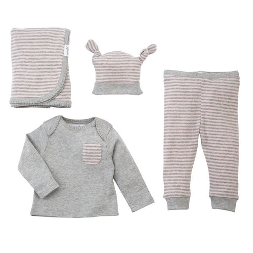 Mud Pie Baby Grey Pink 4 Piece Gift Set