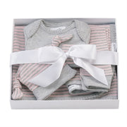 Mud Pie Baby Grey Pink 4 Piece Gift Set
