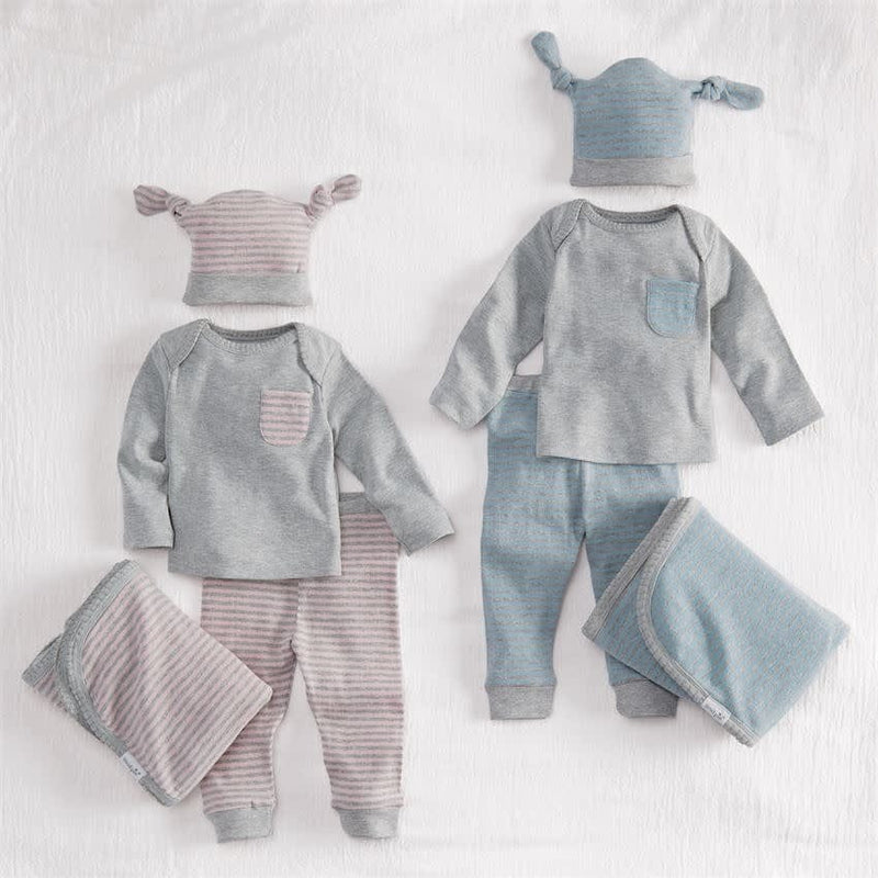 Mud Pie Baby Grey Pink 4 Piece Gift Set