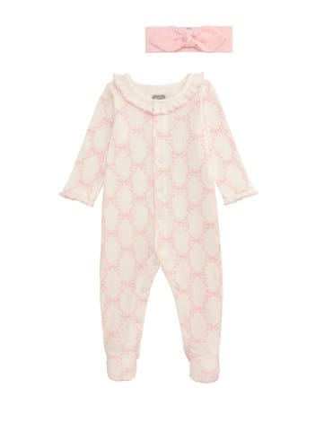 Mud Pie Baby Mud Pie Bow Print Sleeper & Headband Set