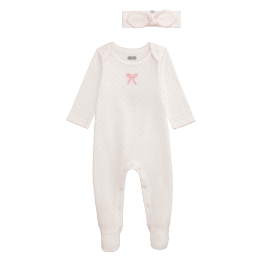Mud Pie Baby Mud Pie Dot Bow Sleeper & Headband Set - 6-9 Months