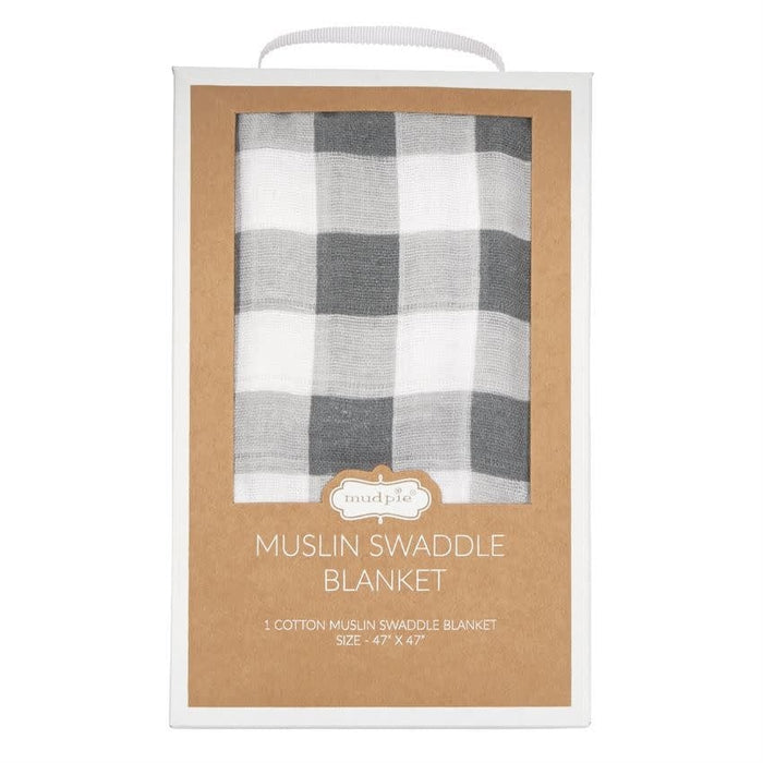 Mud Pie Baby Muslin Gingham Swaddle Blanket