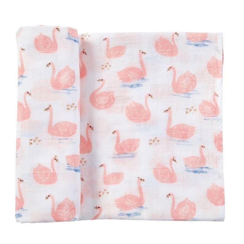 Mud Pie Baby Muslin Swan Swaddle Blanket