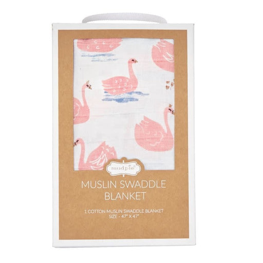 Mud Pie Baby Muslin Swan Swaddle Blanket