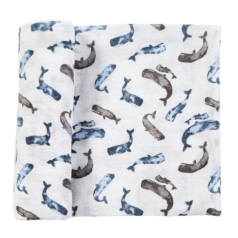 Mud Pie Baby Muslin Whale Swaddle Blanket