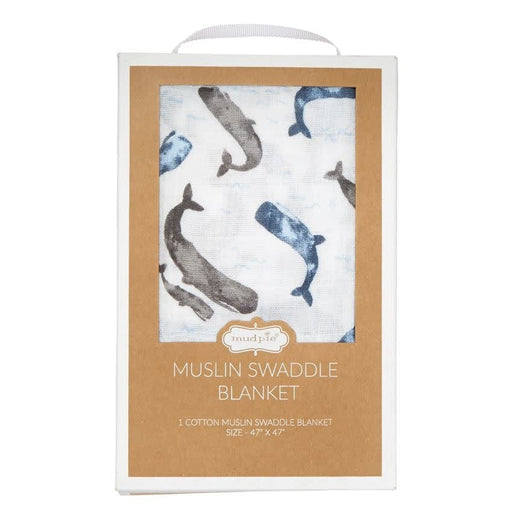 Mud Pie Baby Muslin Whale Swaddle Blanket