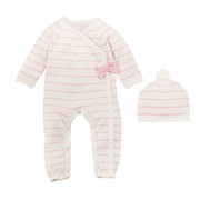 Mud Pie Baby Pink & Ivory Stripe Knitted Gift Set