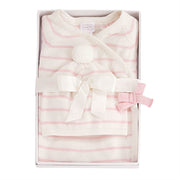 Mud Pie Baby Pink & Ivory Stripe Knitted Gift Set
