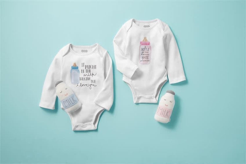 Mud Pie Baby PINK MILK KNIT RATTLE GIFT SET