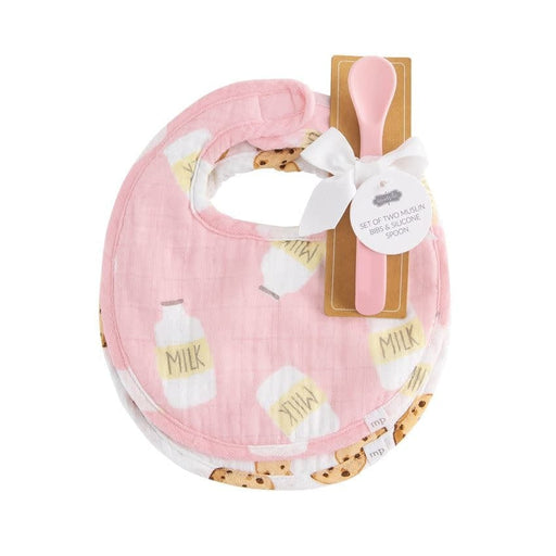 Mud Pie Baby Pink Milk Muslin Bib & Spoon Set