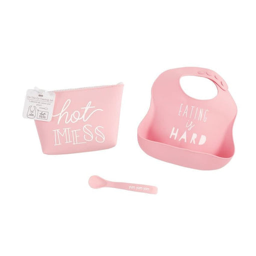 Mud Pie Baby PINK SILICONE FEEDING SET